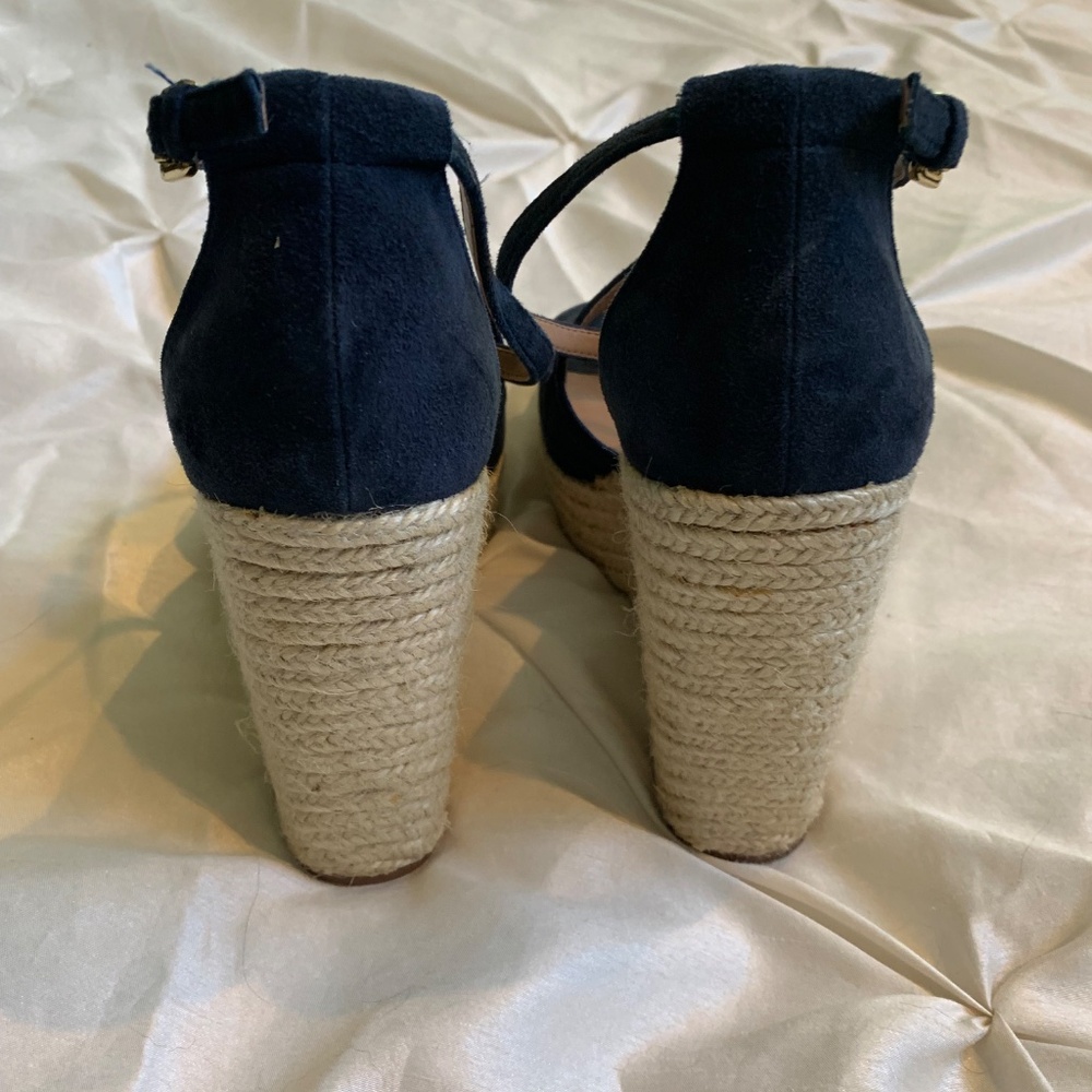 Ava & Aiden Blue Suede Leather Platform Wedge Sandals sz 8.5M - Picture 6 of 7